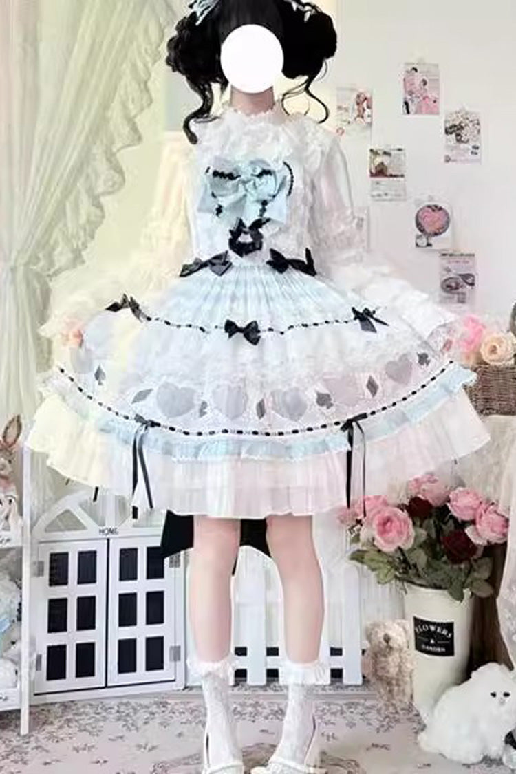 Mint Green Bamboo Overture Sleeveless Print Ruffle Bowknot Lace Sweet Lolita Dress