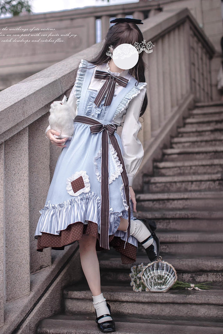 Blue/Brown Magic Vocal Club Ruffle Bowknot Sweet College Style Elegant Lolita Jsk Dress