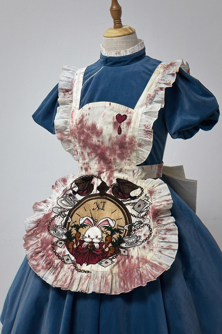 Blue Dark Fairy Tale Alice Long Sleeves Ruffle Gothic Lolita Dress