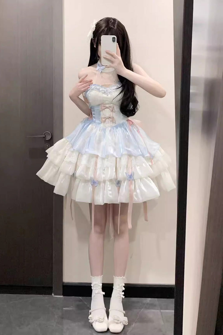 Love God's Promise Sleeveless Multi-layer Ruffle Sweet Elegant Princess Lolita Dress 3 Colors