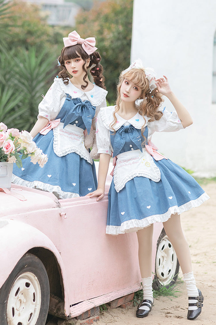 Blue Cowboys Are Busy Ruffle Bowknot Sweet Lolita Strap Dress