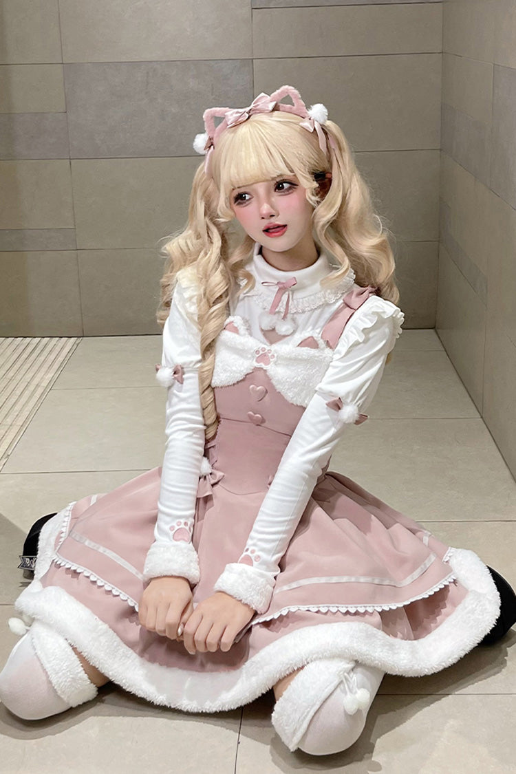 Star Who Meow Double-Layered Bowknot Autumn and Winter Sweet Lolita Jsk Dress 3 Colors
