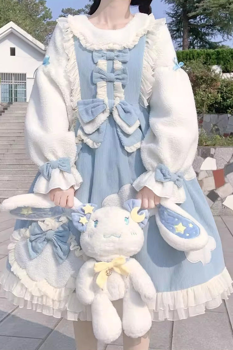 Winter Clouds Clear Up Long Sleeves Ruffle Bowknot Lace Sweet Lolita Dress 2 Colors