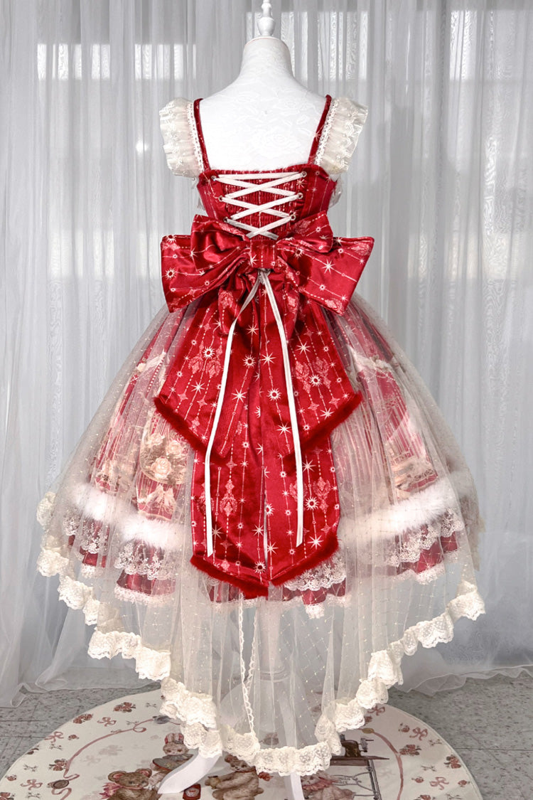 Red Happy New Year Printed Ruffled Bow Lace Classic Chinese Style Gorgeous Lolita Jsk Dress