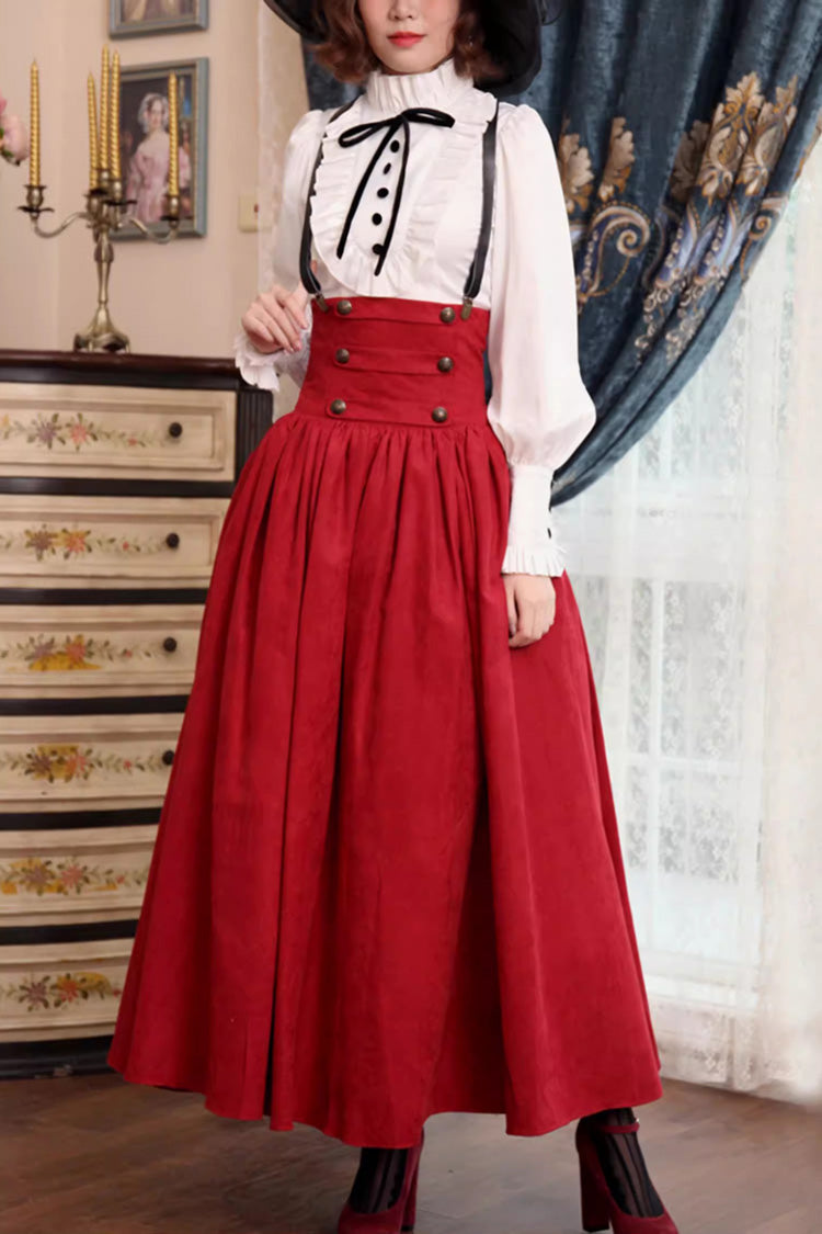 Magic Academy High Waisted Multi-Layered Ruffle Lace-Up Sweet Vintage Lolita Skirt 3 Colors