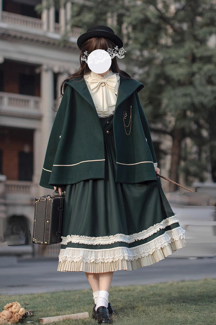 Green Artemis SP Ruffle Bowknot Lace College Style Elegant Lolita Jumper Dress