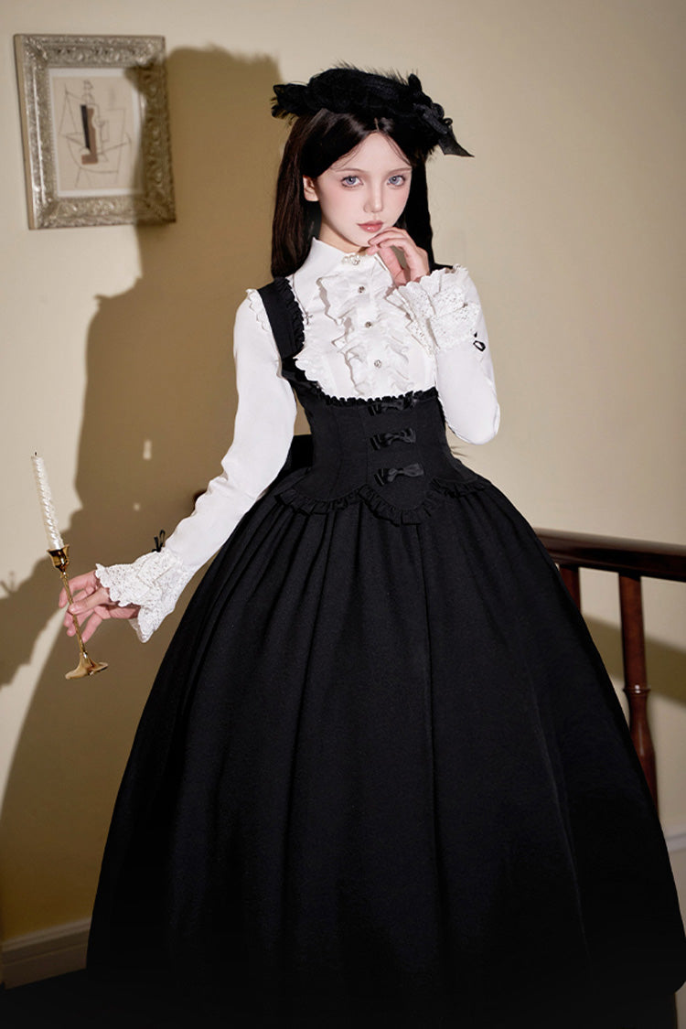 Black Silent Words Ruffle Bowknot Classic Lolita Jsk Push-Up Dress