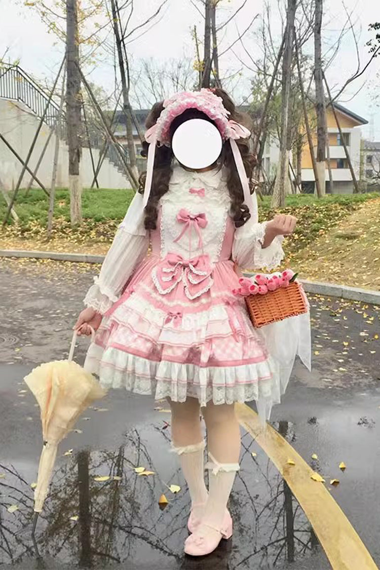 Beating Heart Sleeveless Print Ruffle Bowknot Lace Sweet Lolita Dress 3 Colors
