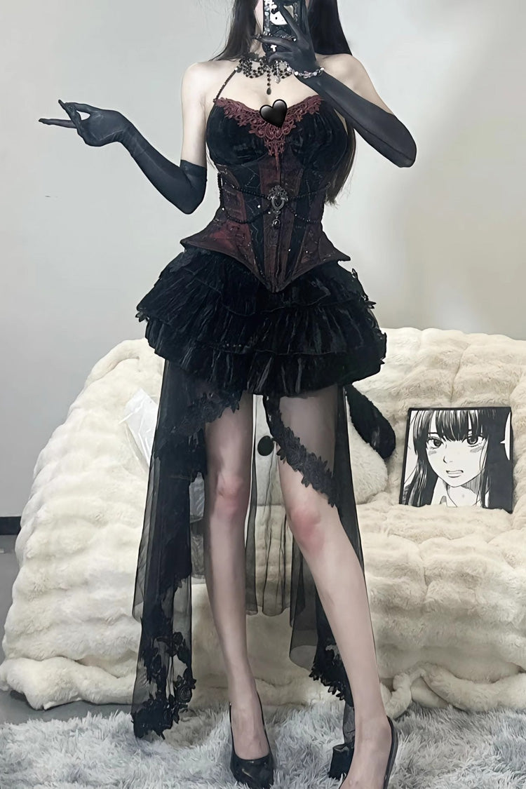 Black Sexy Hot Girl Triple-Layered Ruffle Gothic Lolita Skirt