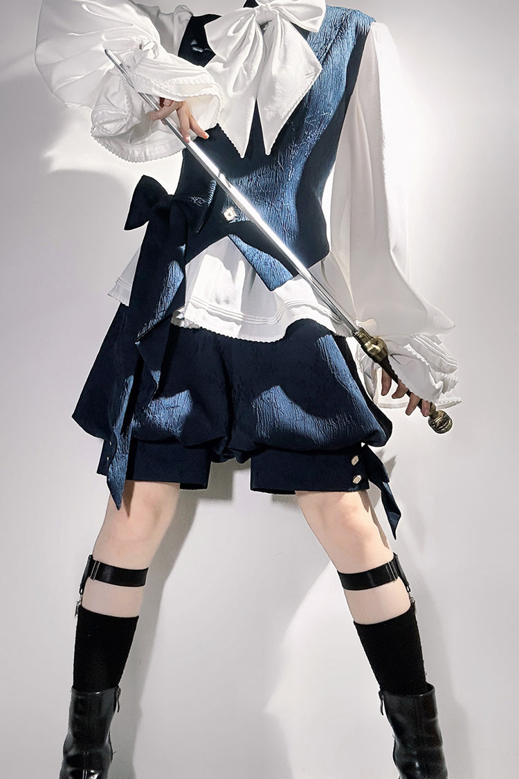 Blue Rabbit Hunt Bowknot Vintage Prince Ouji Lolita Vest