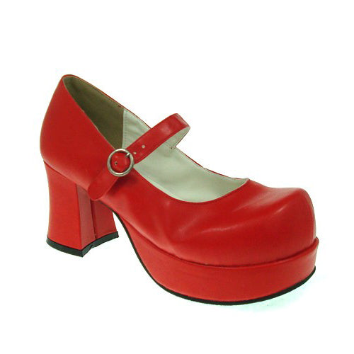 Red Synthetic Leather Round Toe Cross Straps Platform Classic Lolita Shoes