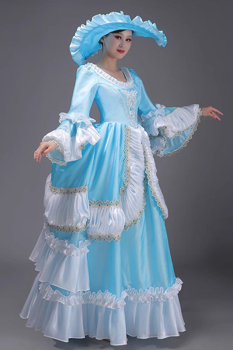 European Style Long Sleeves Multi-layer Ruffle Classic Elegant Princess Victorian Dress 3 Colors