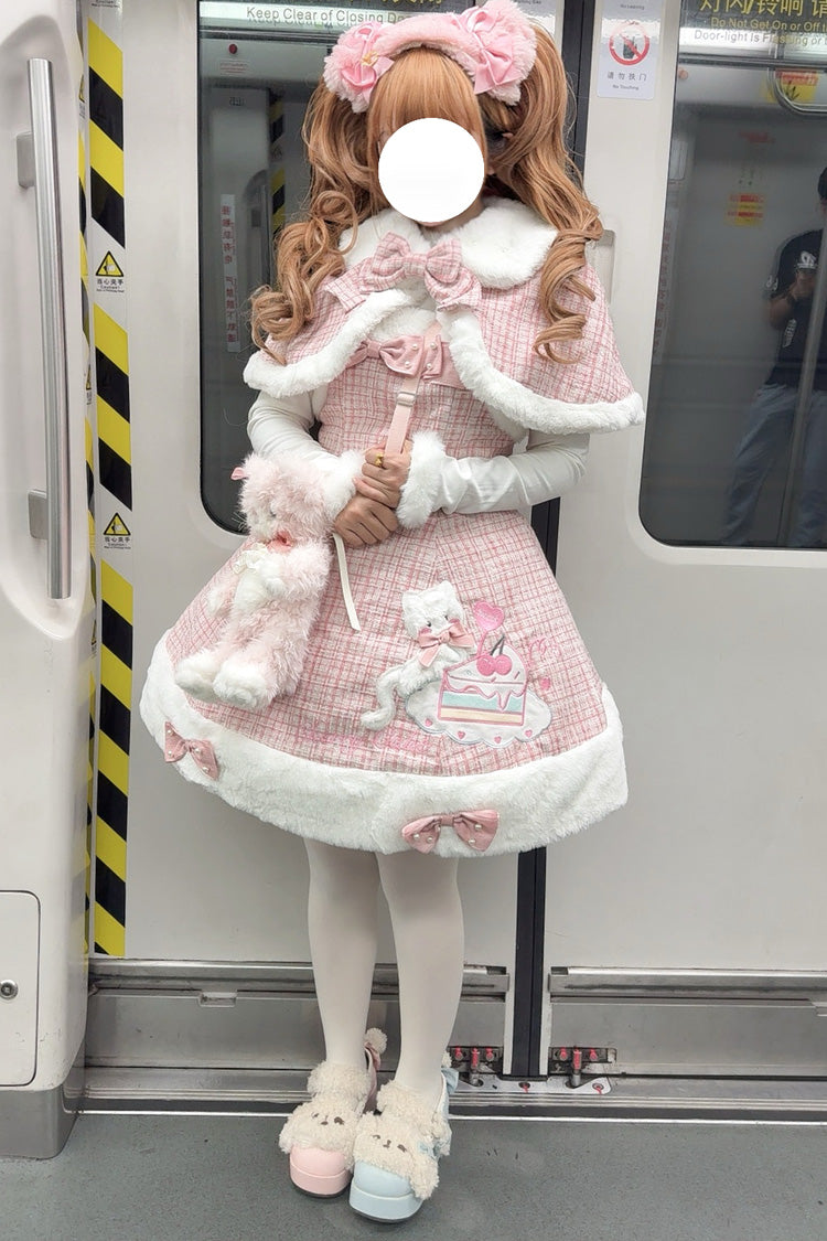 Pink Print Embroidery Bowknot Sweet Princess Lolita Jsk Dress