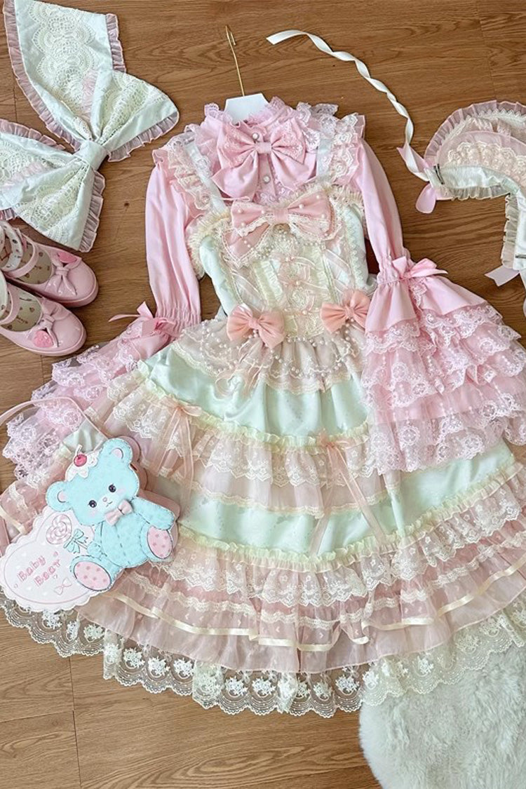 Green Star Love Song Ruffle Hanayome Bowknot Lace Sweet Lolita Jsk Dress