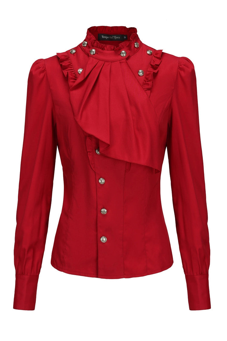 Immortal Silent Agent Stand Collar Ruffle Vintage Prince Handsome Palace Ouji Lolita Blouse 3 Colors