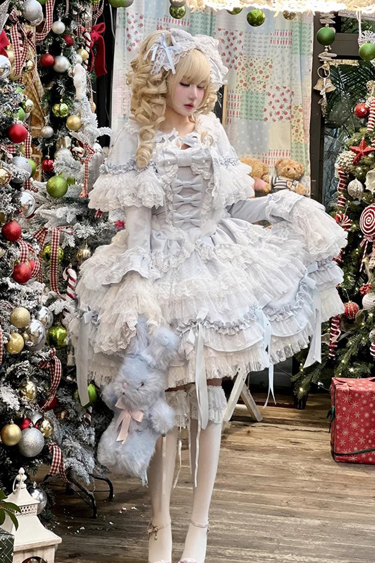Girl Doll Multi-Layered Ruffle Bowknot Lace Sweet Princess Lolita Jsk Dress