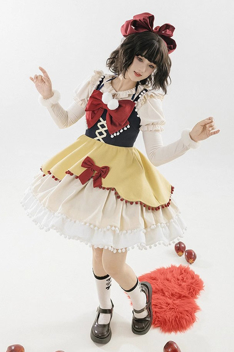 Confession Function Multi-layer Ruffle Bowknot Color Matching Autumn Winter Sweet Lolita Jsk Dress