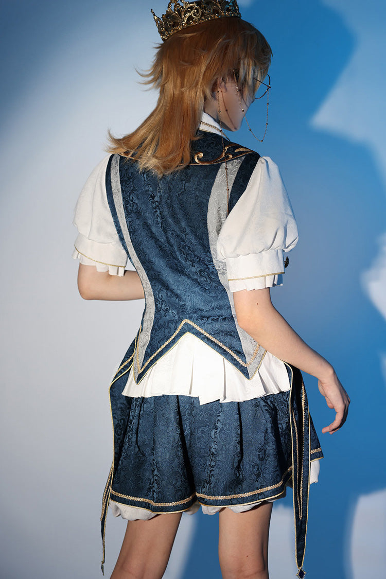 Blue Contract Magic Medieval Embroidery Classic Prince Handsome Ouji Lolita Coat