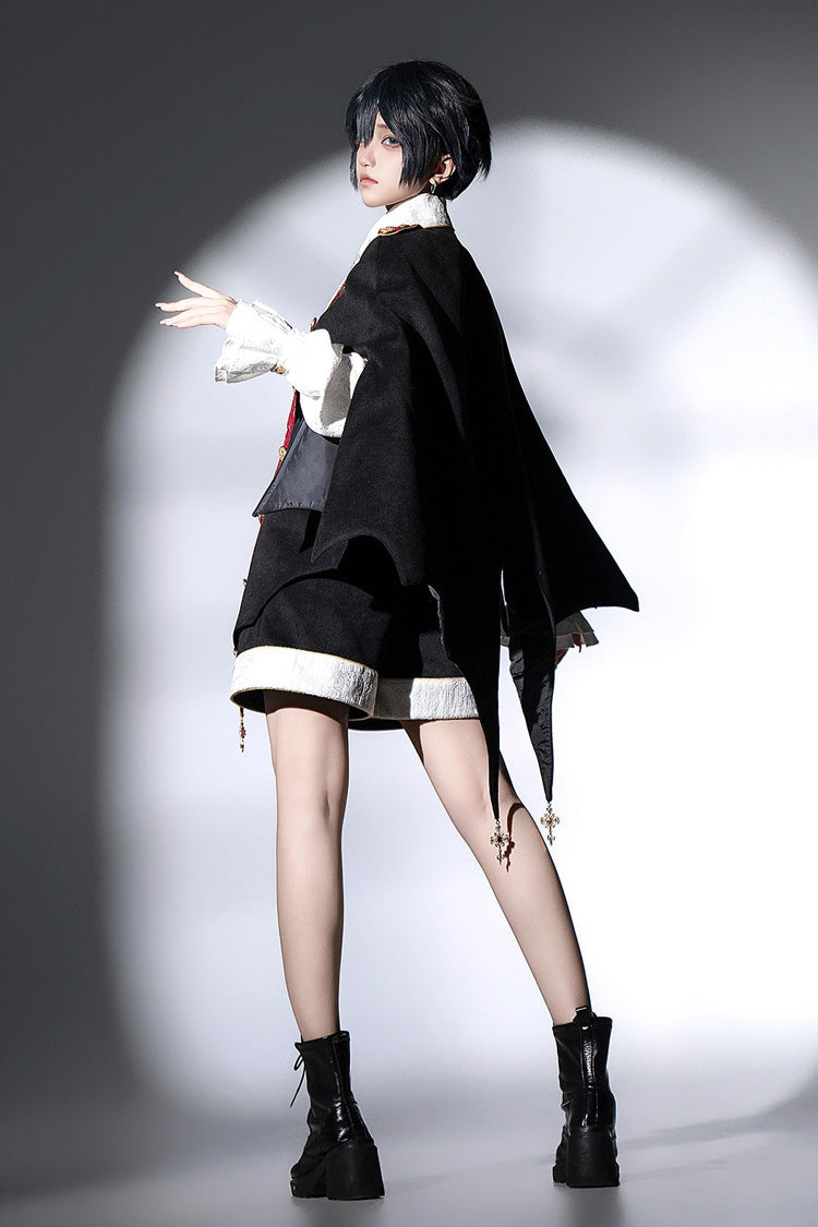 Black Vampire Noble Court Long Sleeves Embroidery Gothic Prince Handsome Ouji Lolita Set