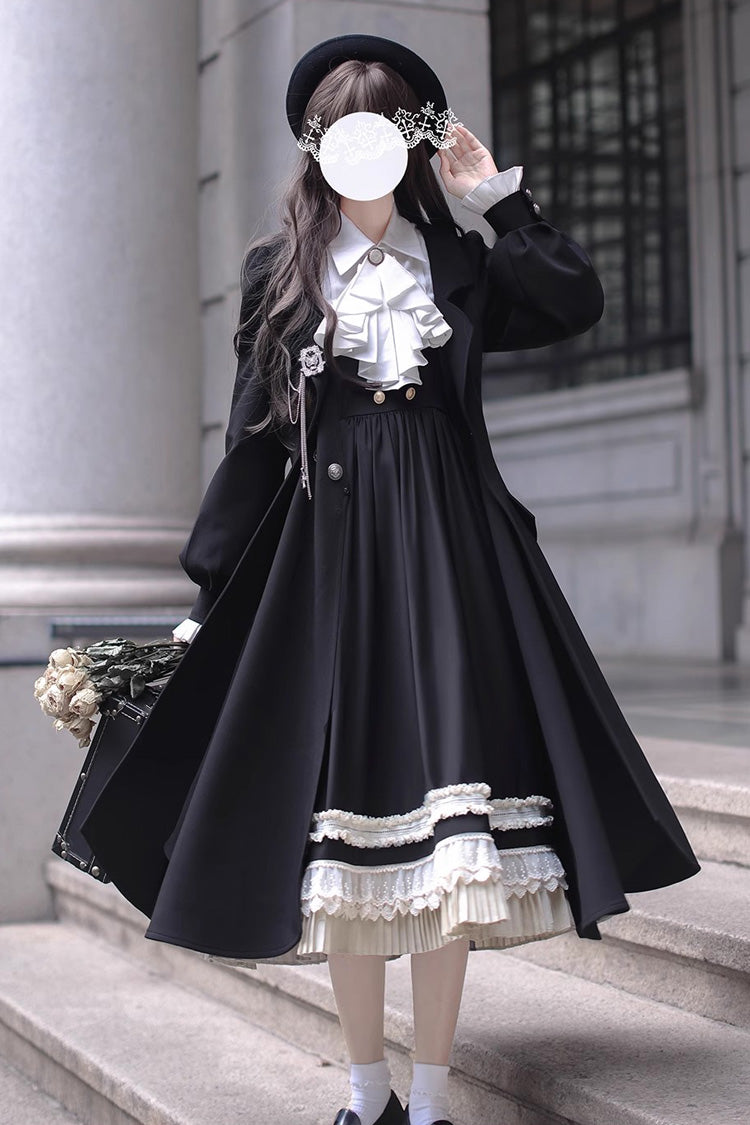 Black Ruffle Bowknot Lace Elegant Lolita Jumper Dress