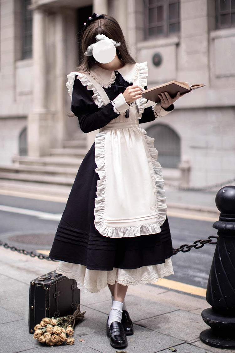 Black Angelina Doll Collar Long Sleeves Ruffle Bowknot Classic Vintage Elegant Lolita Dress