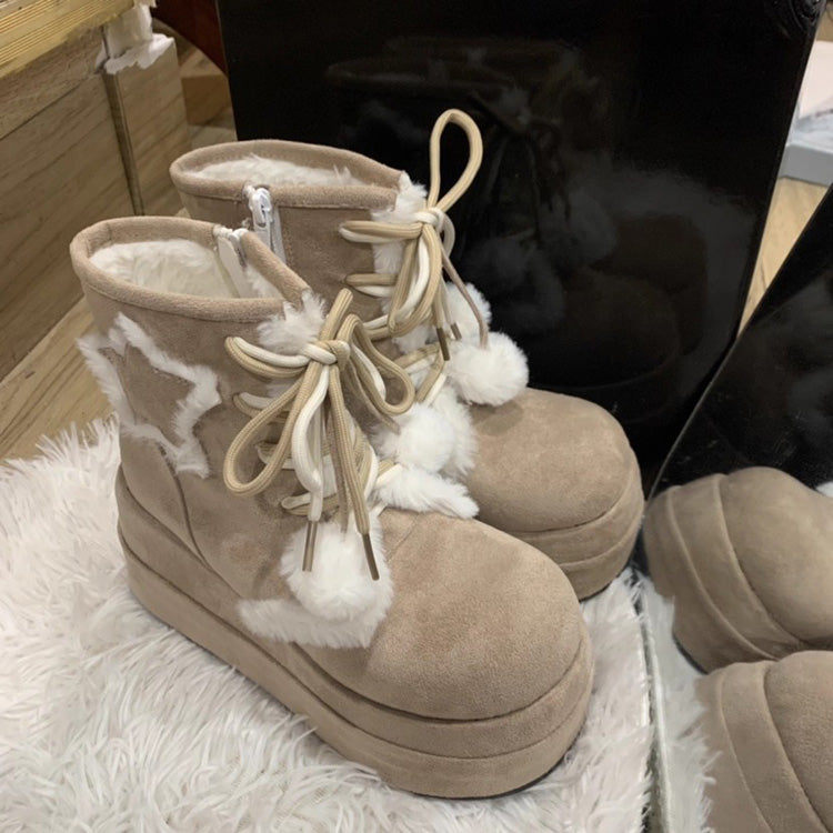 Sweet Star Fleece-Lined Warm Lolita Martin Boots 2 Colors