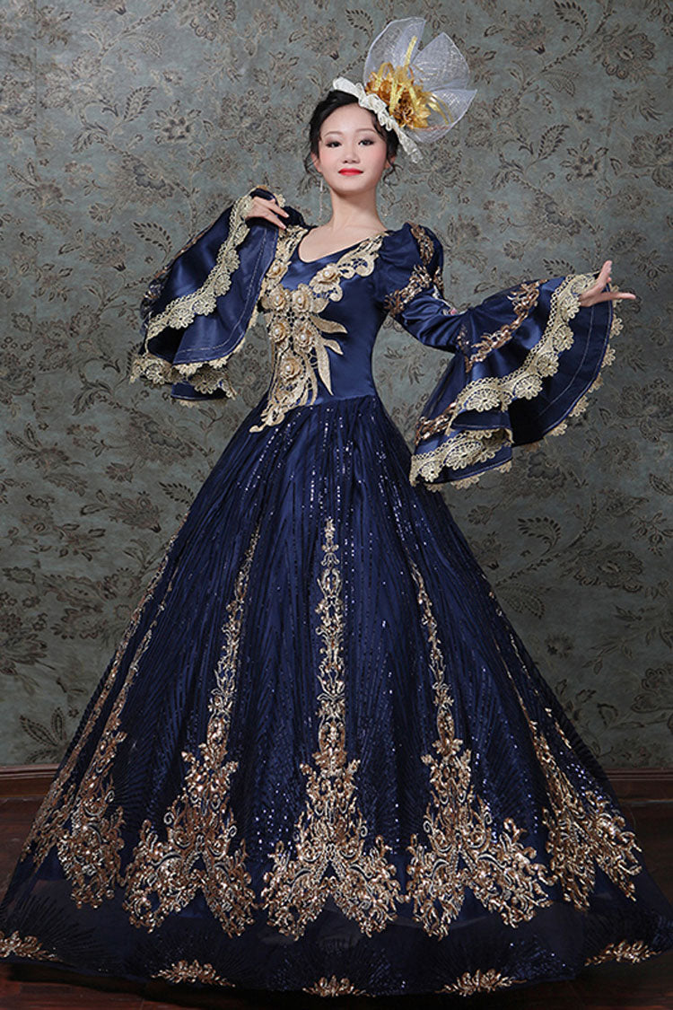Hime Sleeves High Waisted Three Dimensional Hollow Embroidery Floral Print Ruffled Multi-Layer Victorian Lolita Prom Dress