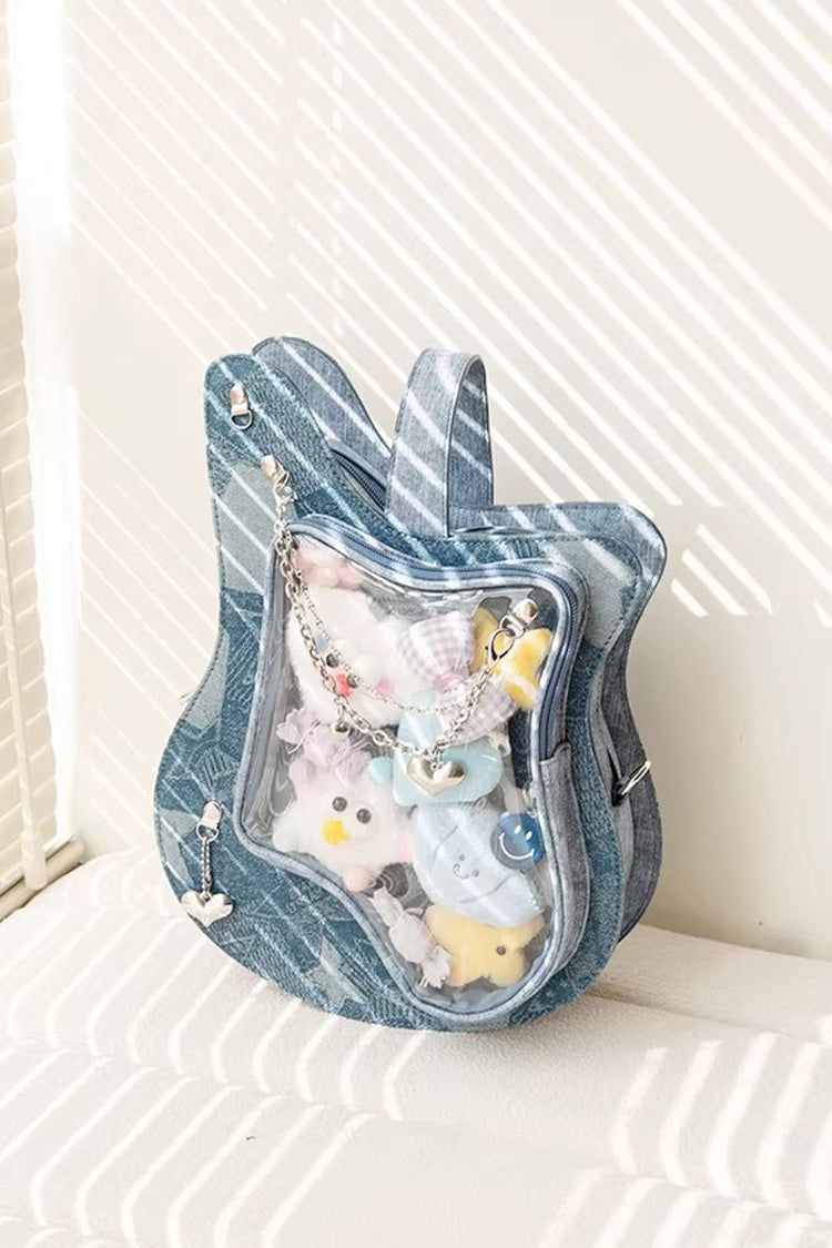 Guitar Heart Printed Chain-Decorated Sweet Lolita Itabag 3 Colors