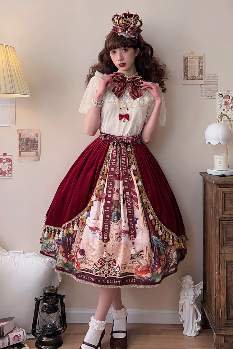 Red Kaleidoscope of Dreams Oil Print Sweet Vintage Gorgeous Lolita Skirt