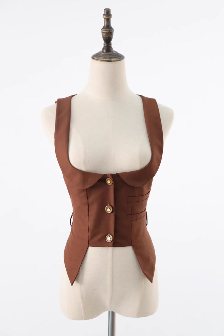 Brown Broken Pocket Watch Printed Detective-Style Classic Lolita Full Skirt