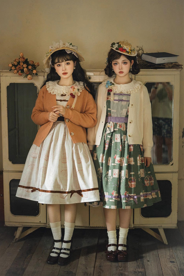 Forest Illustrated Book Watercolor Picture Book Print Sweet Elegant Lolita JSK Dress 3 Colors