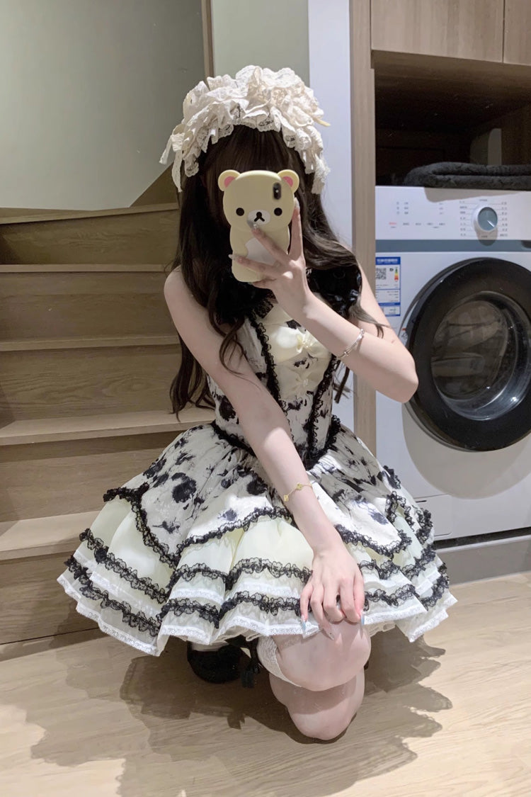 Jasmine Rain Print Stitching Lace Sweet Lolita Jsk Dress 6 Colors