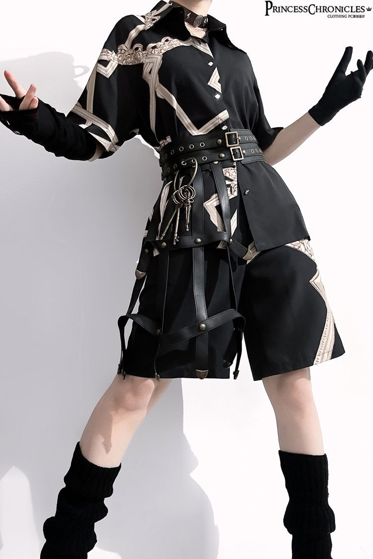 Black Dream Void Mirror Print Ouji Fashion Prince Handsome Lolita Shorts