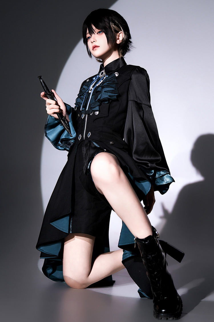 Black Deep Music Long Sleeves Gothic Elegant Ouji Lolita Four-piece Set