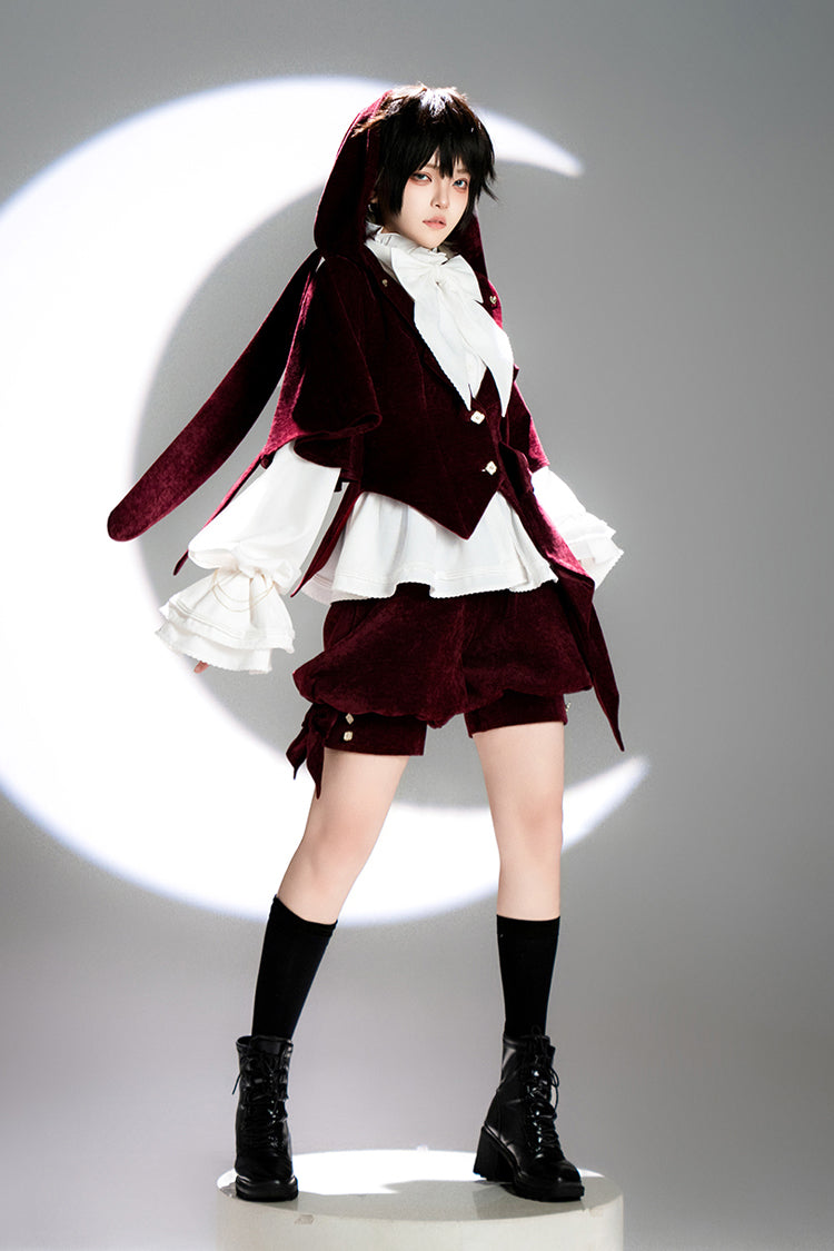 Red Rabbit Hunt Rabbit Ears Hooded Sweet Prince Handsome Ouji Lolita Coat