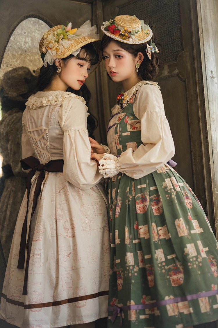 Forest Illustrated Book Watercolor Picture Book Print Sweet Elegant Lolita JSK Dress 3 Colors