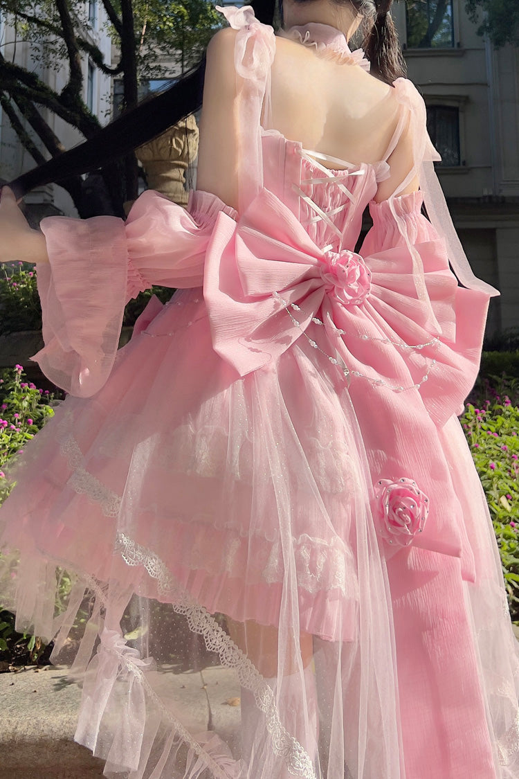 Galaxy Flower Language Multi-Layered Ruffle Bowknot Sweet Lolita Tube Top Dress 2 Colors