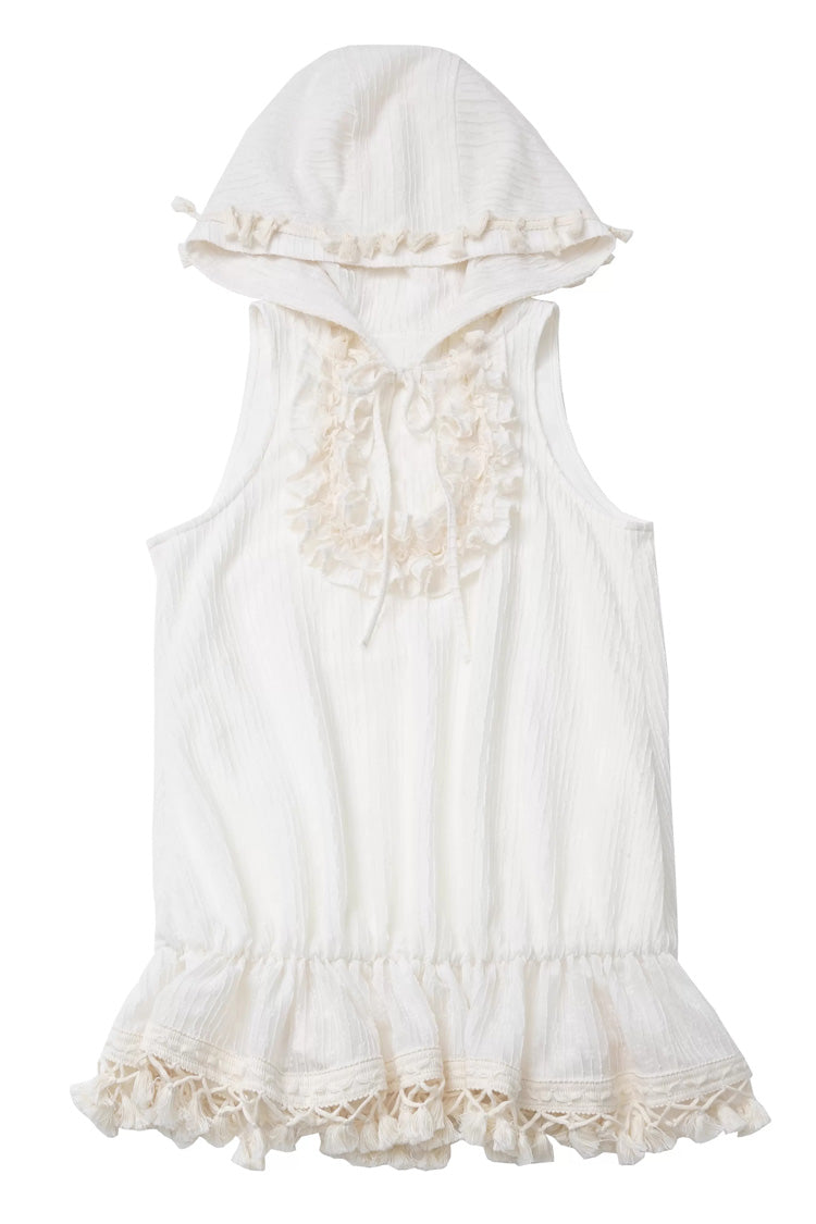 Brown Warm Summer Days Double-Layered Printed Ruffled Spliced Lace Sweet Lolita Skirt