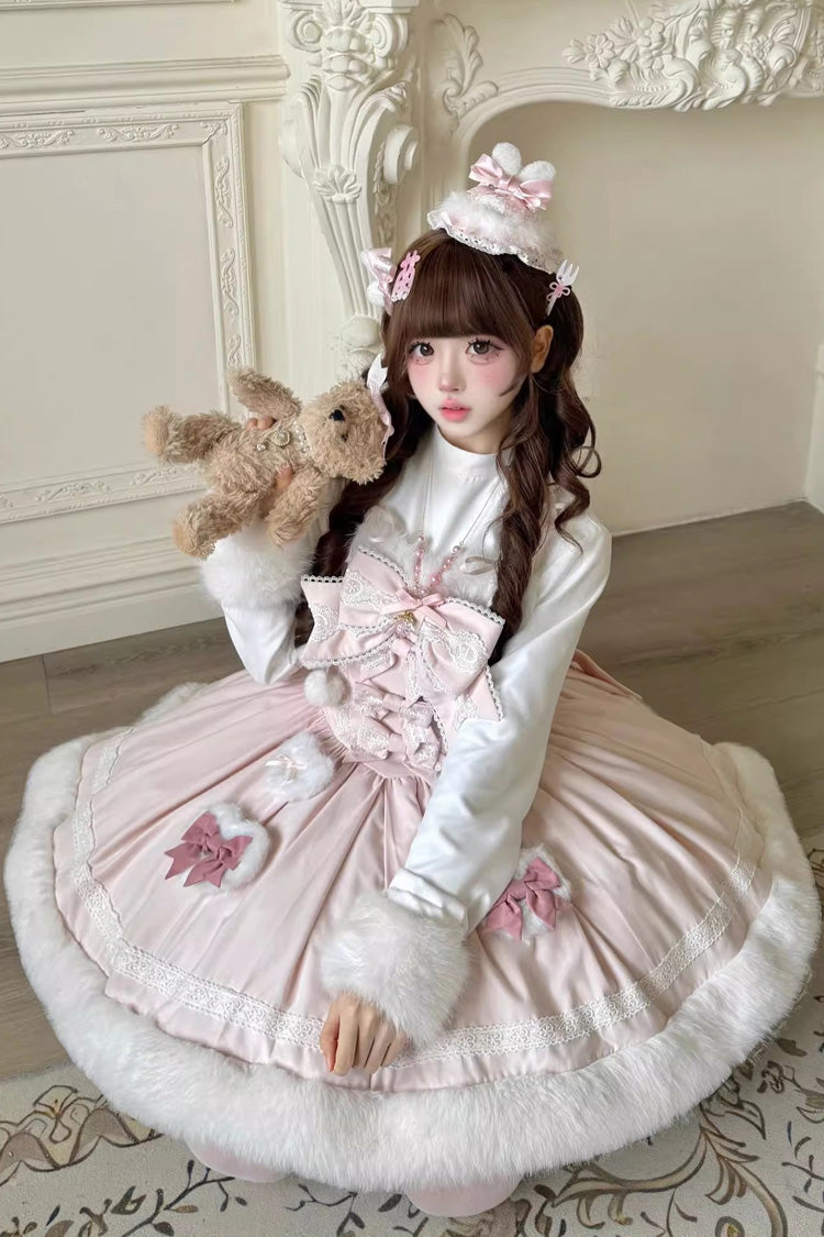 Sweet Dream Bunny Furry Bowknot Sweet Lolita Dress 2 Colors and 2 Versions