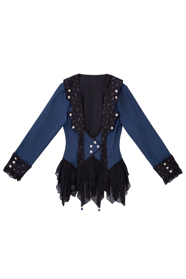 Blue Chris Son of Evil Long Sleeves Irregular Prince Handsome Ouji Lolita Coat