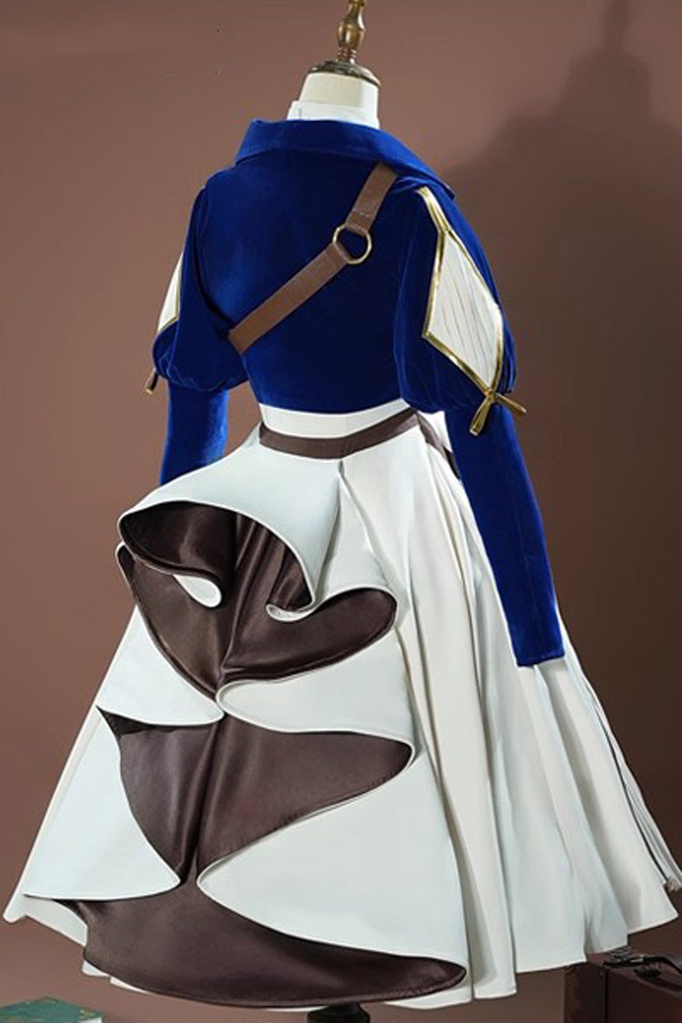 Blue/White Violet Evergarden Violet Cosplay Long Sleeves Cardigan Sweet Lolita Dress Set