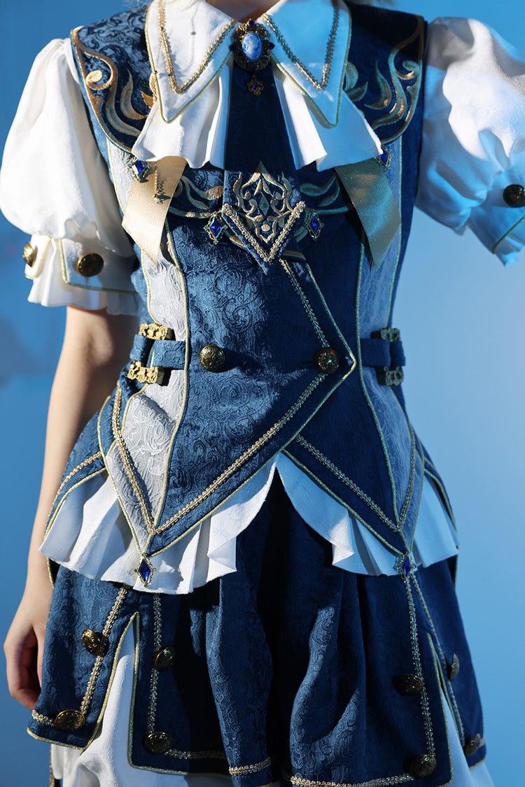 Blue Contract Magic Medieval Embroidery Classic Prince Handsome Ouji Lolita Coat
