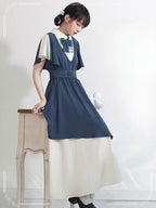 Artistic Bow Accented Layer Dress College Style Chiffon Summer and Autumn