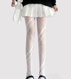 Asymmetrical Striped White Stockings Women's Thin Long Pantyhose Subculture Hot Girl Black Lolita Accessories