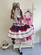 Sweet Lolita Autumn and Winter Cute JSK Short Princess Lolita Lace Dress Puff