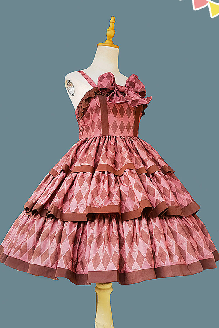 Stripe Print Cloth Cat Triple-Layered Ruffle Bowknot Sweet Lolita Dress 4 Colors