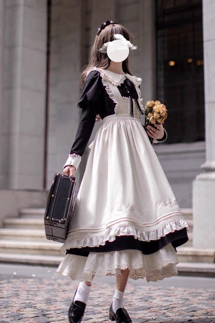 Black Angelina Doll Collar Long Sleeves Ruffle Bowknot Classic Vintage Elegant Lolita Dress
