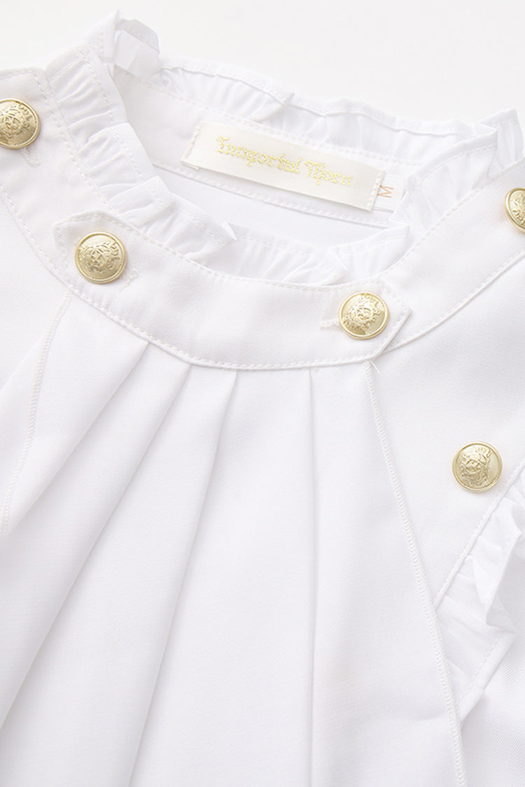 Immortal Silent Agent Stand Collar Ruffle Vintage Prince Handsome Palace Ouji Lolita Blouse 3 Colors