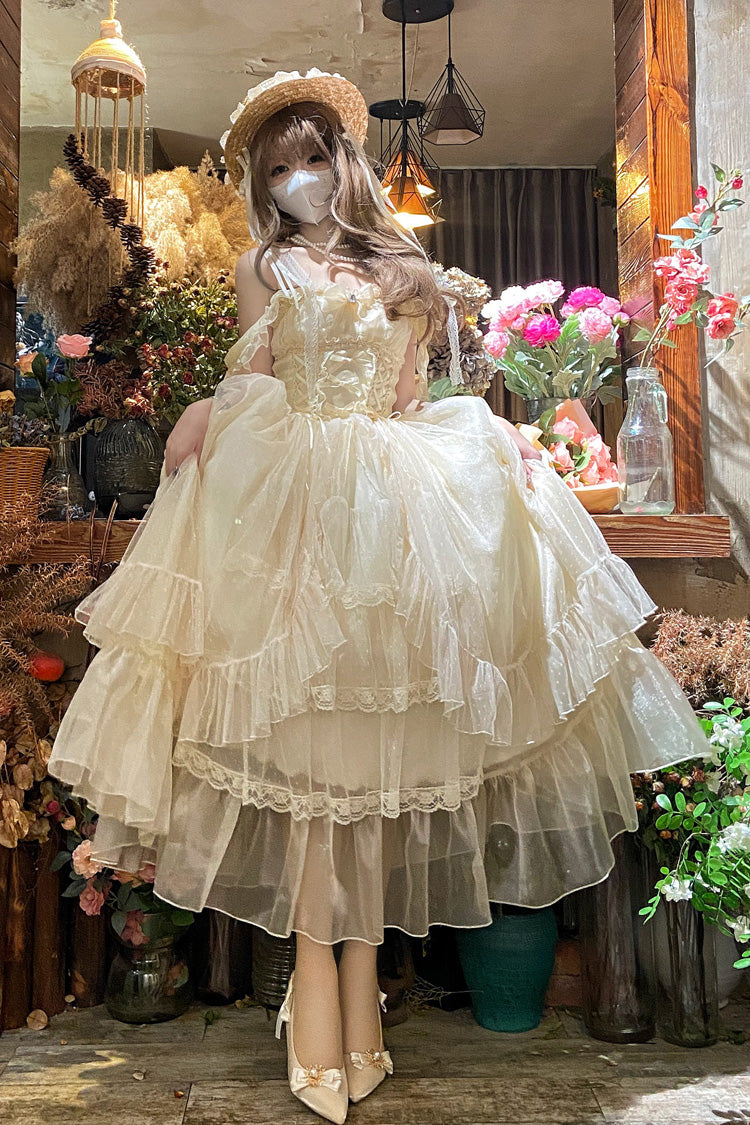 Apricot Moonlight Sonata Ruffle Cardigan Bowknot Lace Sweet Vintage Lolita Jsk Dress