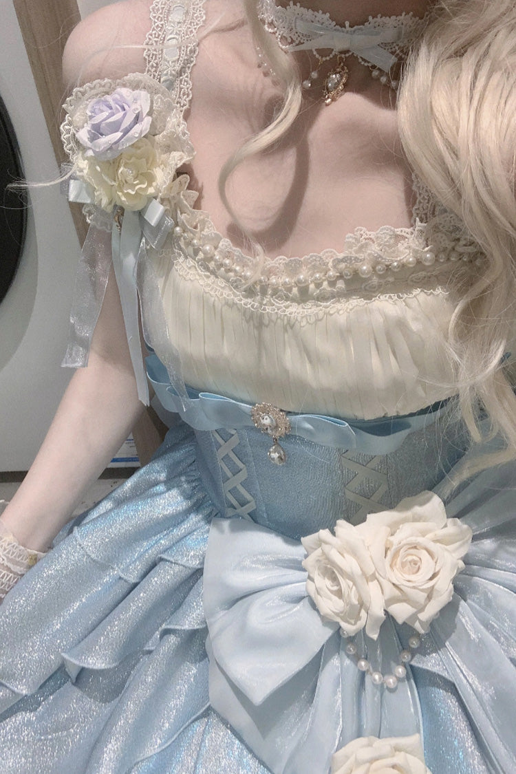 Blue Rose Heart Knot Ruffle Hanayome Bowknot Sweet Princess Gorgeous Lolita Jsk Dress